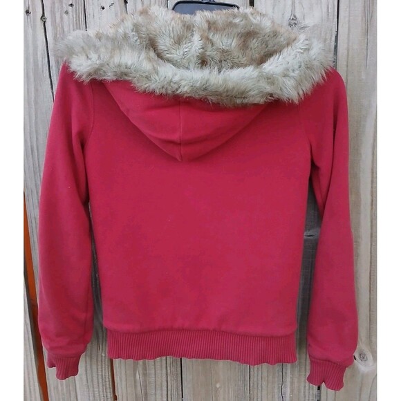 Aeropostale Fur Lined Zip Up Hoodie Size Medium Large Spell out Logo - Picture 8 of 16